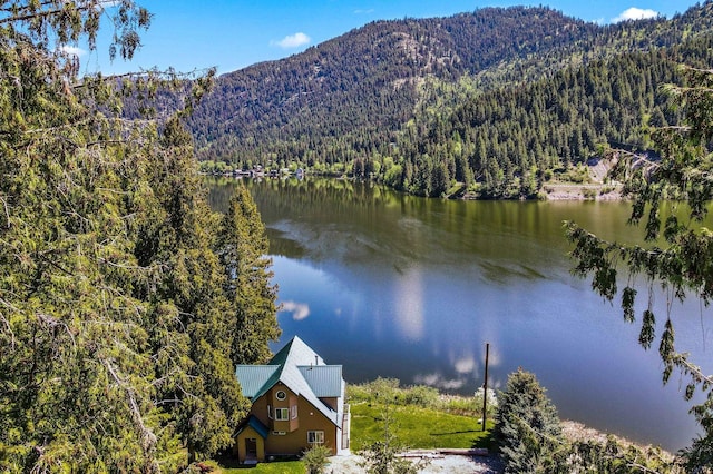 2876 Deep Lake S Shore Rd, Colville, WA 99114 - water view with a heavily wooded area and a mountainous background