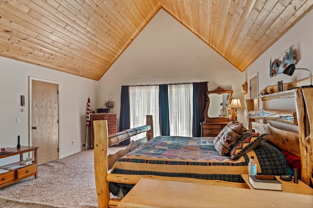 2876 Deep Lake S Shore Rd, Colville, WA 99114 - bedroom with carpet flooring, wooden ceiling, and high vaulted ceiling