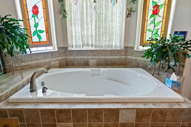 bathroom featuring a garden tub
