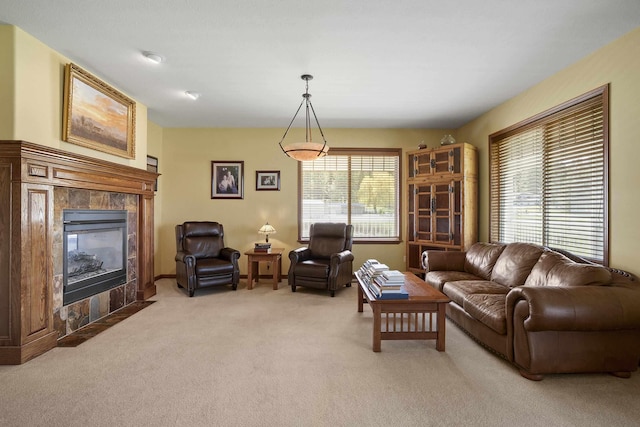 4127 S Sullivan Rd, Veradale, WA 99037 - living room featuring a fireplace and light carpet
