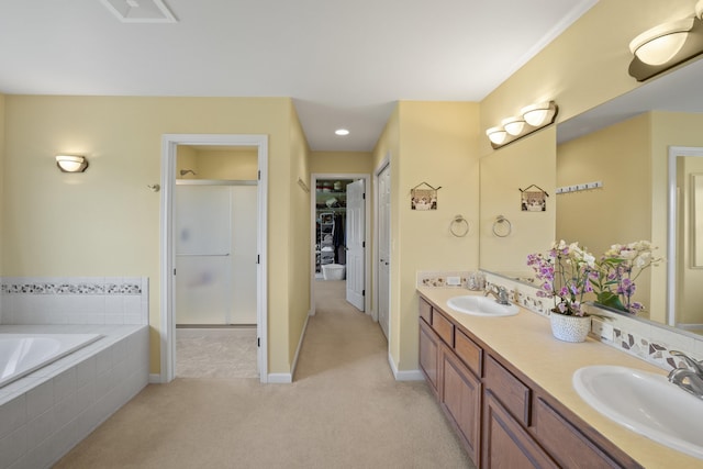 4127 S Sullivan Rd, Veradale, WA 99037 - bathroom with a shower stall, a bath, a sink, and double vanity