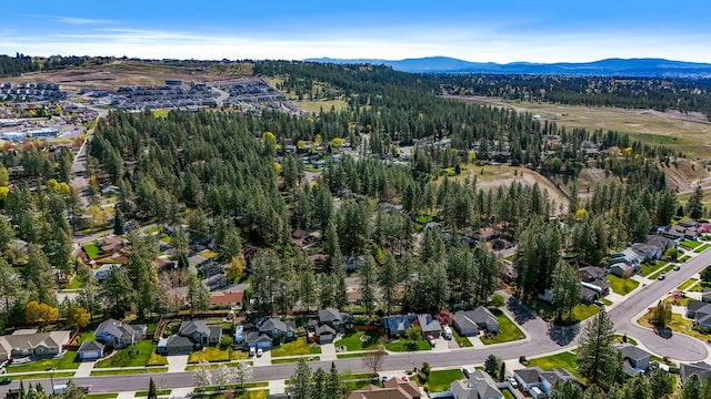 aerial view with a mountain view