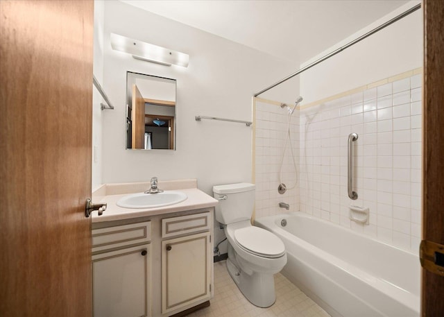 full bathroom featuring shower / bathtub combination, toilet, and vanity