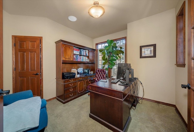 1610 E Eagle Feather Ln, Spokane, WA 99224 - carpeted office featuring baseboards and vaulted ceiling