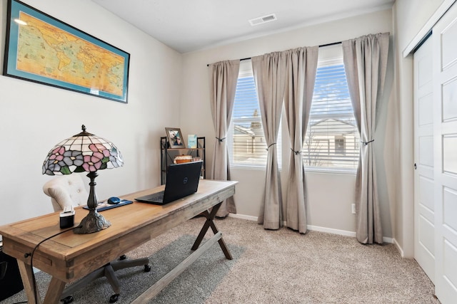 18706 E Flat Rock River Ave, Spokane Valley, WA 99016 - home office featuring light carpet, baseboards, and visible vents