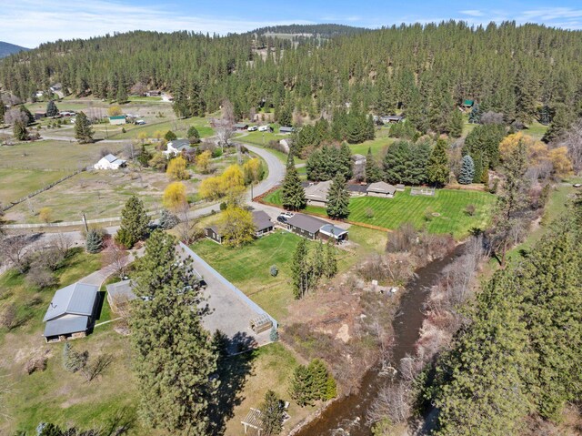 aerial view with a forest view
