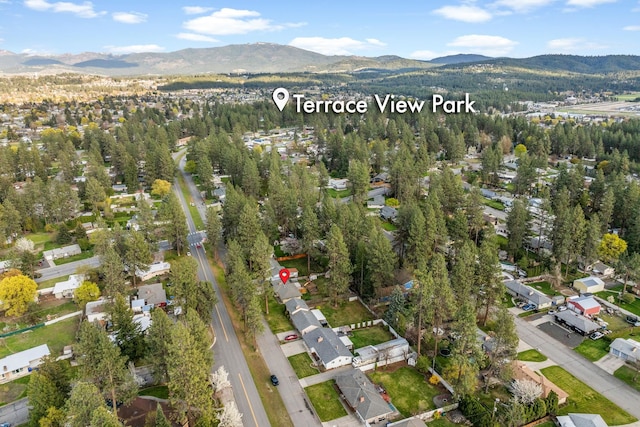 aerial view featuring a mountain view