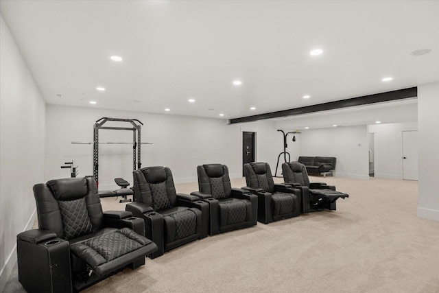 27603 N Bruce Rd, Chattaroy, WA 99003 - home theater room with recessed lighting, carpet flooring, and baseboards