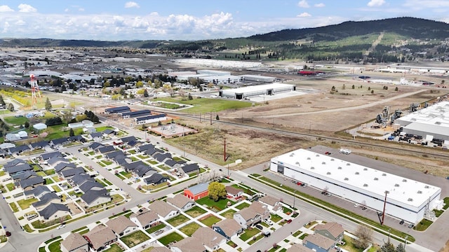aerial view with a mountain view