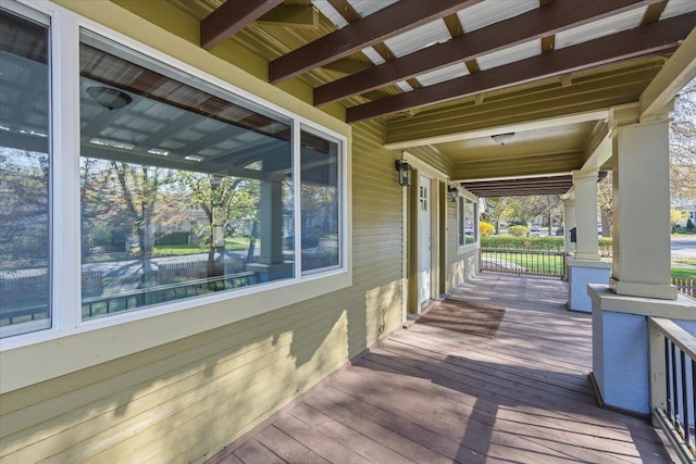 deck with covered porch