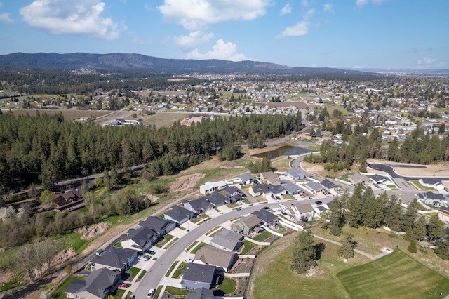 bird's eye view with a mountain view and a residential view