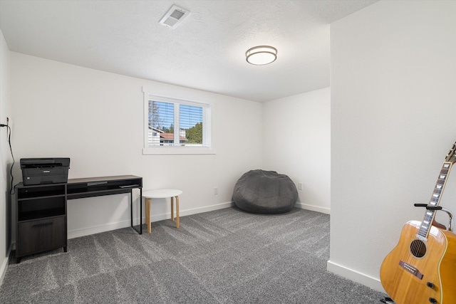 miscellaneous room with carpet, visible vents, and baseboards