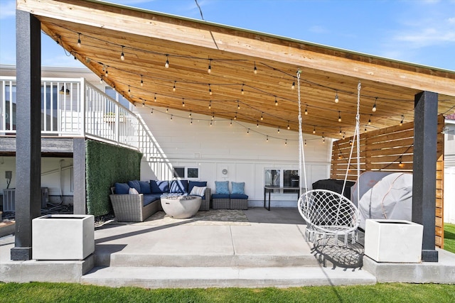 view of patio / terrace featuring an outdoor hangout area and cooling unit