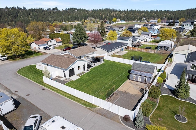 bird's eye view with a residential view and a forest view