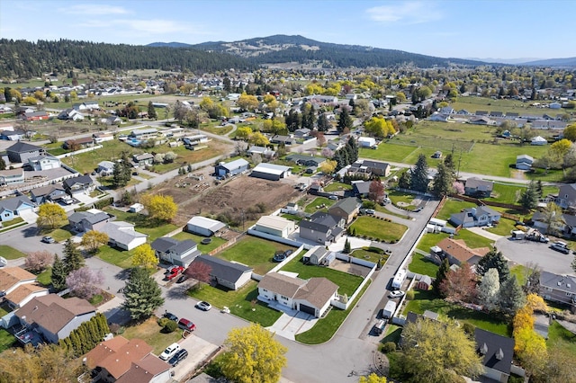 aerial view with a residential view and a mountain view