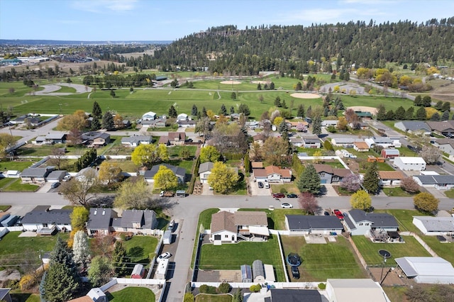 birds eye view of property featuring a residential view and view of golf course