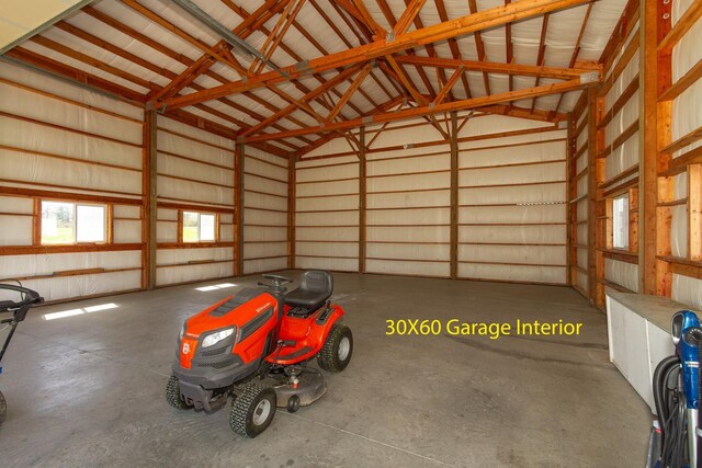 garage with metal wall