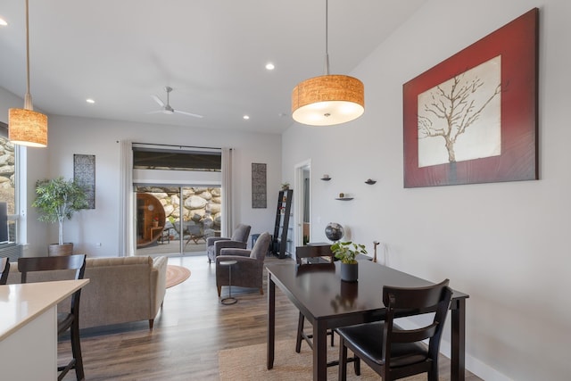 3306 N Ladalia Dr, Coeur D Alene, ID 83814 - dining space featuring recessed lighting, wood finished floors, and ceiling fan