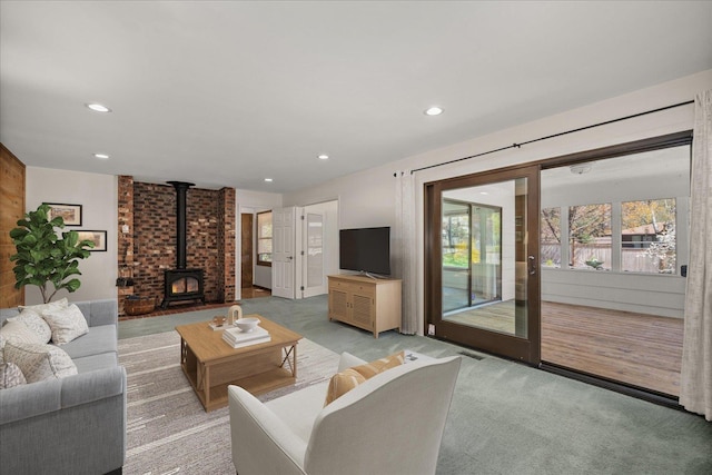 2711 S Pittsburg St, Spokane, WA 99203 - living room with a wood stove and recessed lighting