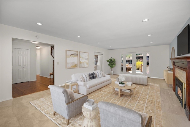 2711 S Pittsburg St, Spokane, WA 99203 - living area with a tile fireplace, recessed lighting, and baseboards