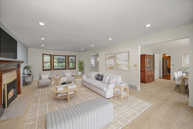 2711 S Pittsburg St, Spokane, WA 99203 - living room featuring recessed lighting, a fireplace, and baseboards