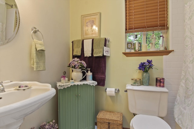 9306 E Lake Rd, Elk, WA 99009 - full bathroom with a shower with shower curtain, toilet, and a sink