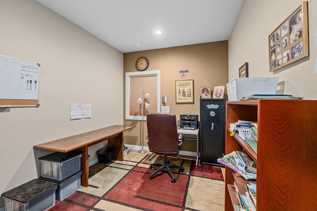 office space with recessed lighting