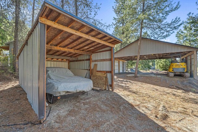 exterior space featuring a carport