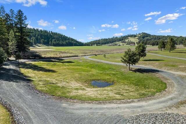 view of community with a wooded view