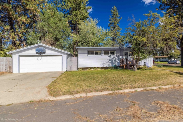 6503 N Calispel St, Spokane, WA 99208 - single story home featuring a detached garage, fence, and a front yard