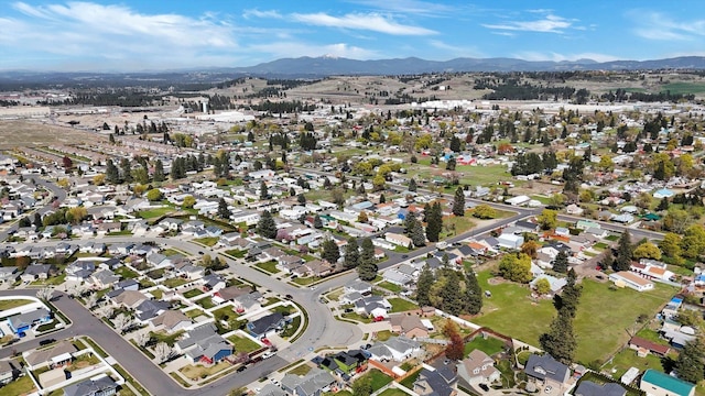 drone / aerial view with a mountain view