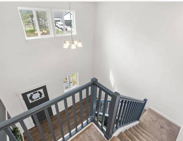 2942 W 18th Ave, Spokane, WA 99224 - stairs with an inviting chandelier and a towering ceiling
