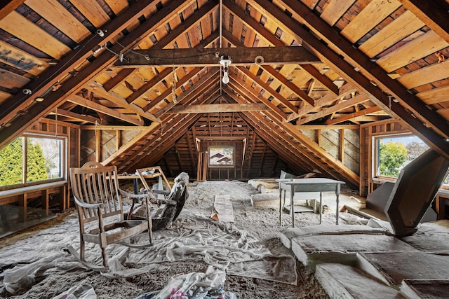 unfinished attic with plenty of natural light