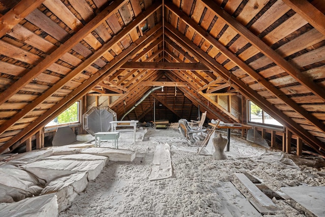 view of unfinished attic
