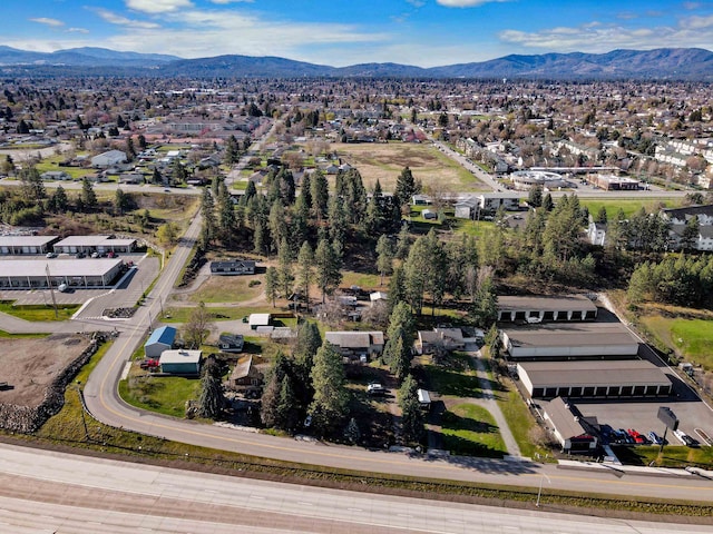 aerial view with a residential view and a mountain view