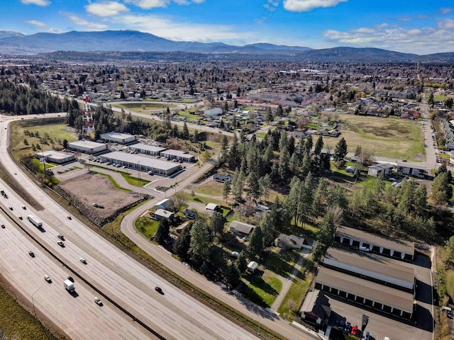 aerial view featuring a residential view and a mountain view