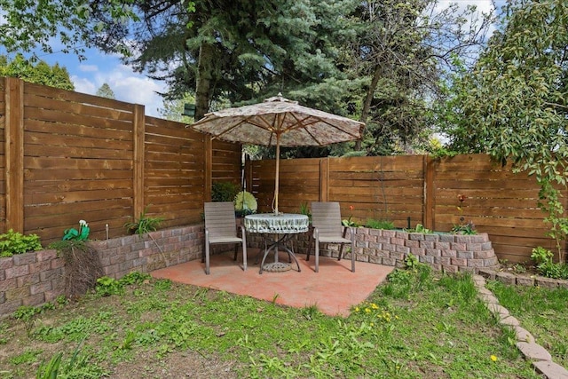 view of patio with a fenced backyard