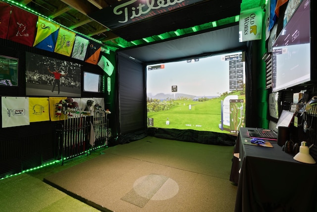 rec room featuring golf simulator