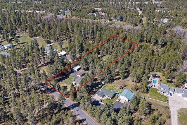 bird's eye view with a forest view