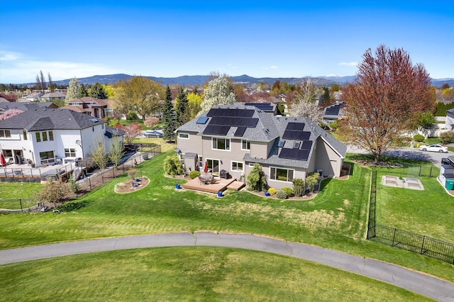 bird's eye view with a mountain view and a residential view