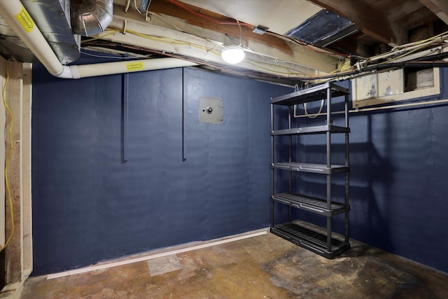 view of unfinished basement