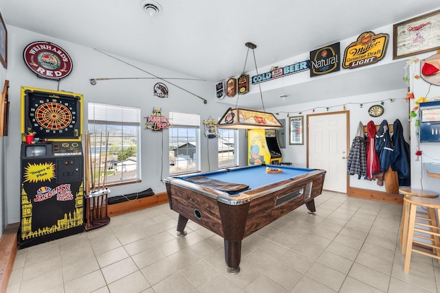 game room with visible vents and billiards