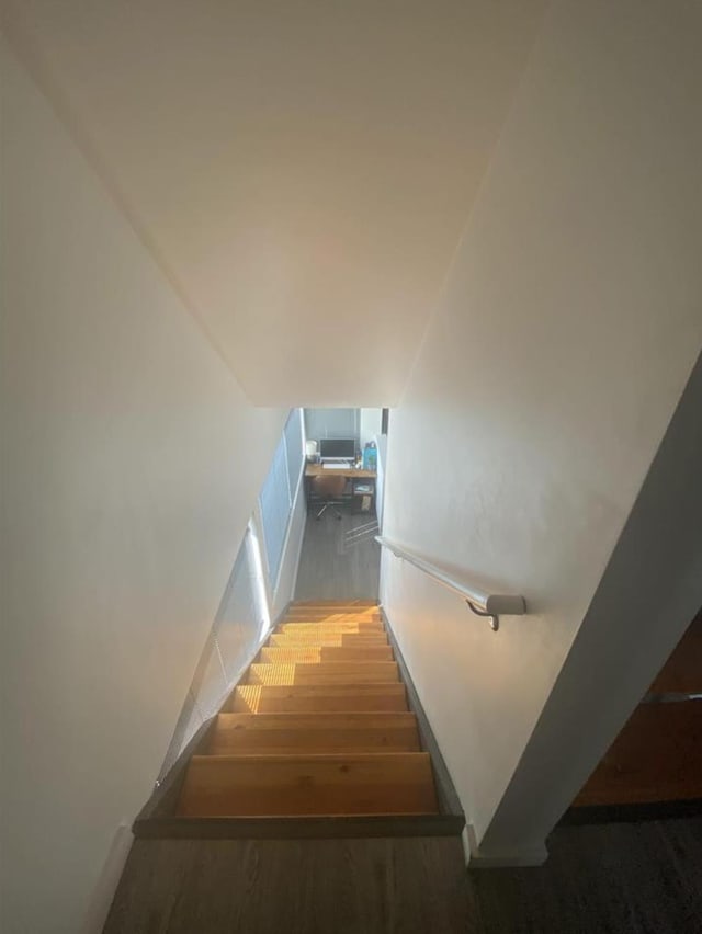 staircase featuring wood finished floors