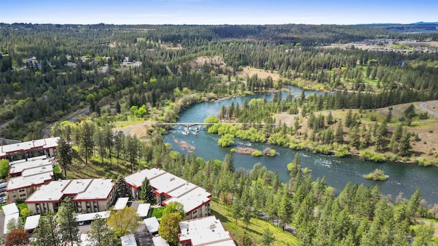 172 S Coeur Dalene St Unit G-303, Spokane, WA 99201 - aerial view of property and surrounding area with a forest and a nearby body of water