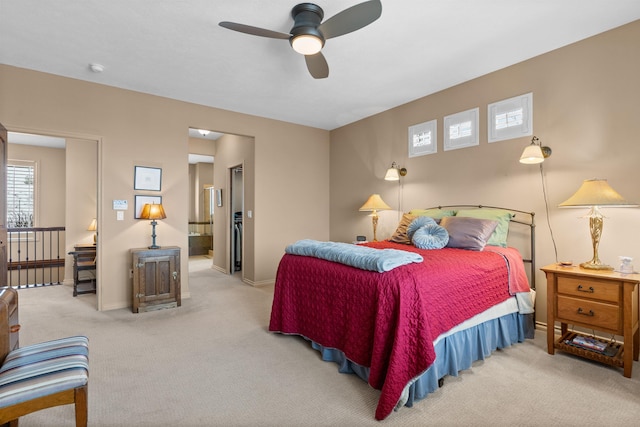 bedroom with carpet floors, baseboards, and a ceiling fan