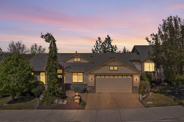 813 E Wandermere Estates Ln, Spokane, WA 99208 - craftsman-style house with stone siding, a garage, and driveway