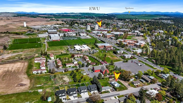 bird's eye view with a mountain view