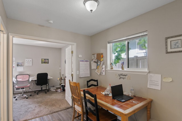 office area featuring wood finished floors