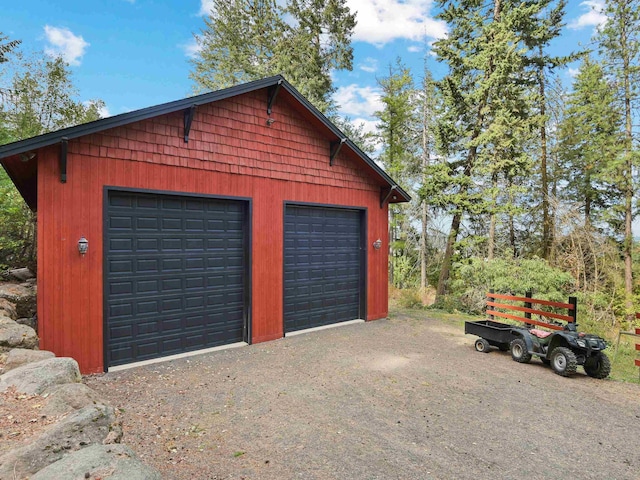view of detached garage
