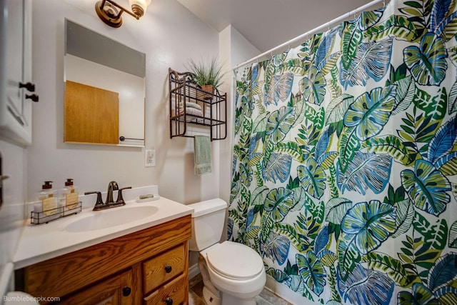 full bath featuring vanity, toilet, and a shower with curtain